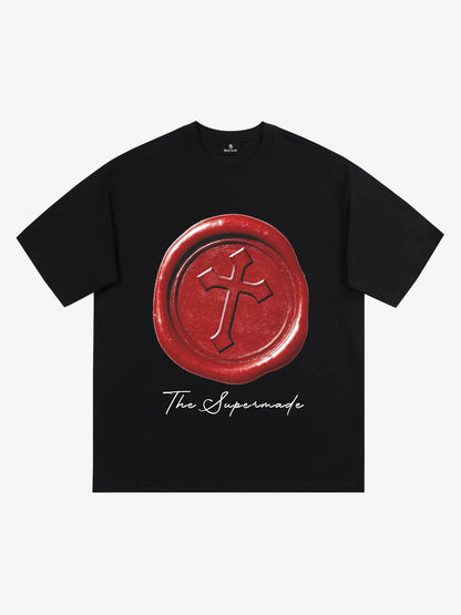 Wax Seal Cross Graphic T-Shirt 