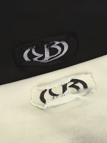 Hip-Hop Wasteland Ink-Dyed Raw Edge Hoodie 