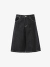 Vintage Denim-Shorts mit weitem Bein und Kontrastnähten