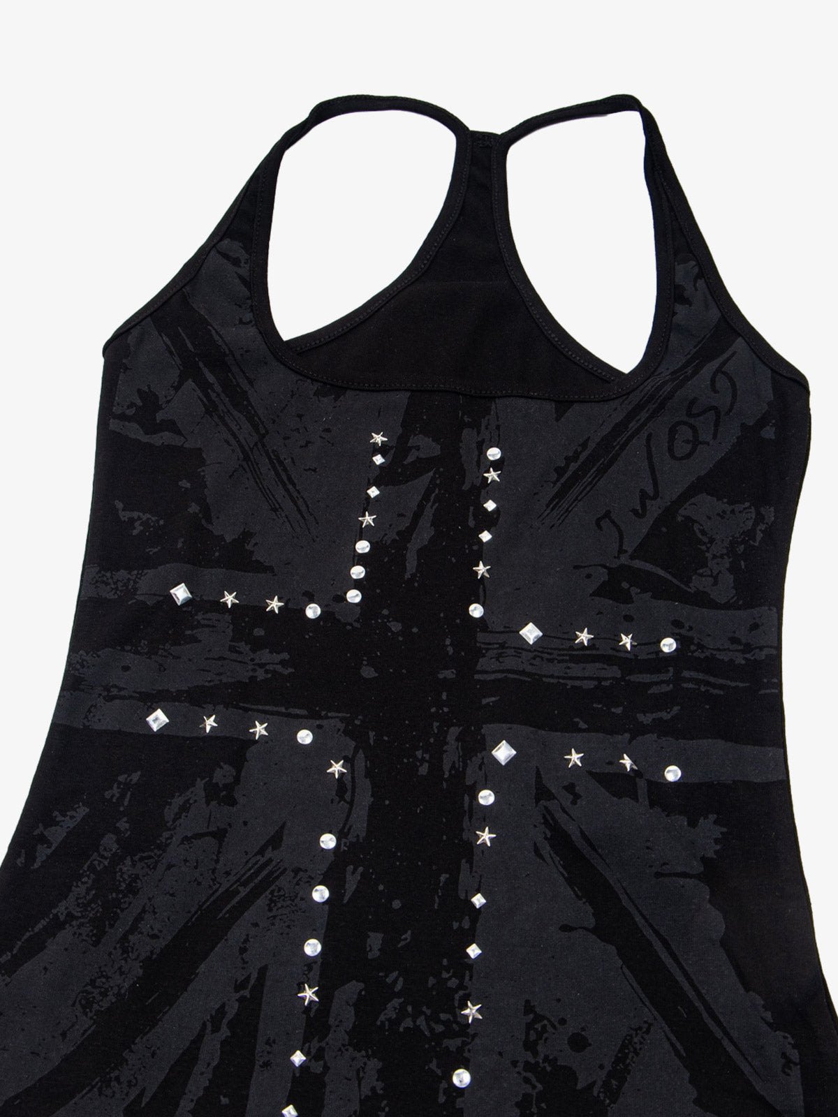 Tanktop mit Union-Jack-Motiv und Racerback-Ausschnitt – Tanktop aus Baumwollmischgewebe mit Nieten