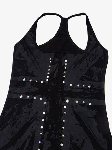 Tanktop mit Union-Jack-Motiv und Racerback-Ausschnitt – Tanktop aus Baumwollmischgewebe mit Nieten