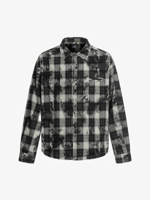 Vintage Wash Plaid Spray Dye Raw Hem Shirt 