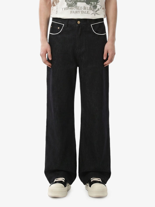 Vintage Jeans mit Kontrastbesatz in dunkler Waschung