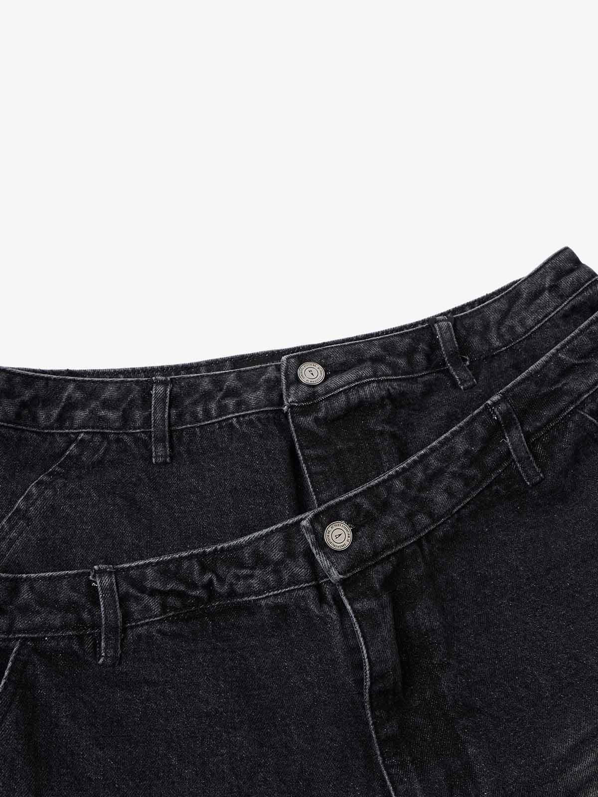 Jeansshorts mit doppeltem Bund und Rissen