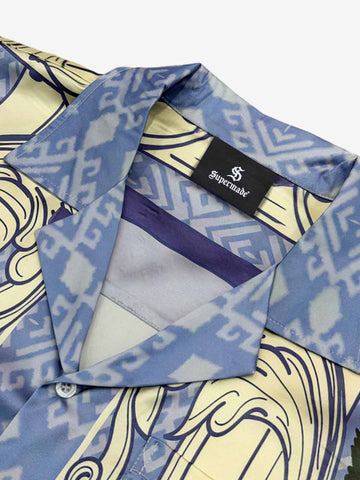 Vintage Baroque Floral Camp Collar Boxy Shirt 