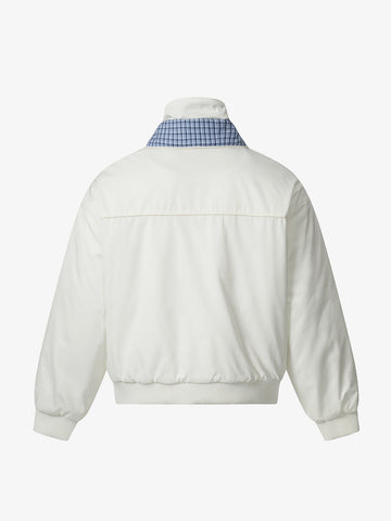 Retro Layered Look Plaid Collar Padded Jacket - 2579 