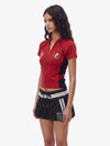 Retro-Badge-Trainingsshirt mit Reißverschluss