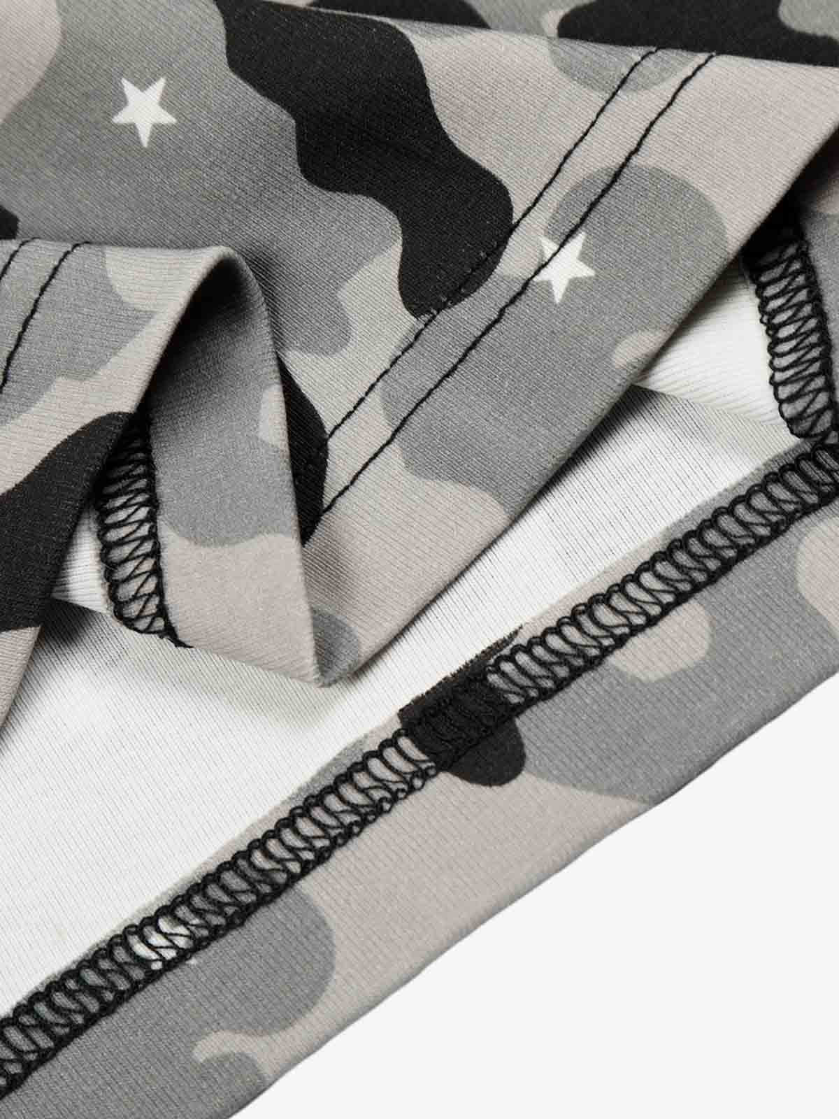 Camo Half Zip Hooded Mid Sleeve T-Shirt 