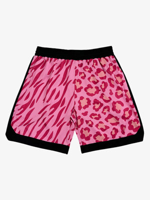 Moisture-Wicking Split Leopard Mixed Sport Shorts 