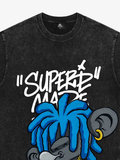 Thesupermade Graffiti Trend Blue Dreadlock Boy T-Shirt 