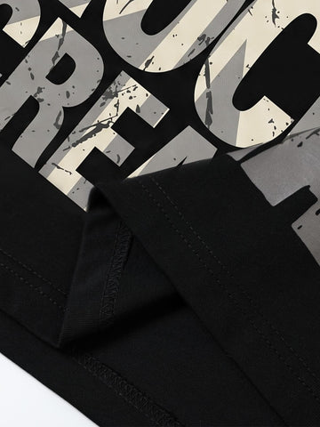 Oversize-T-Shirt mit Used-Look-Typografie im Rock-Stil