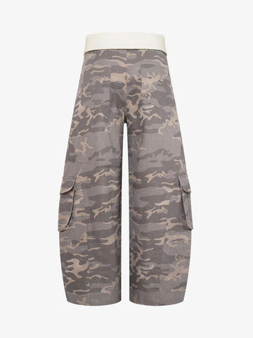 Contrast Waist Camo Cargo Pants 
