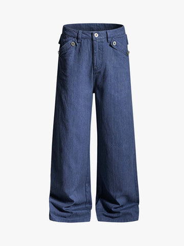 Cross Buckle Strap Wide Leg Pants 