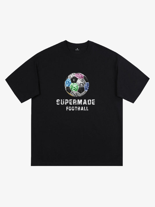 Color Block Soccer Ball Graphic T-Shirt 