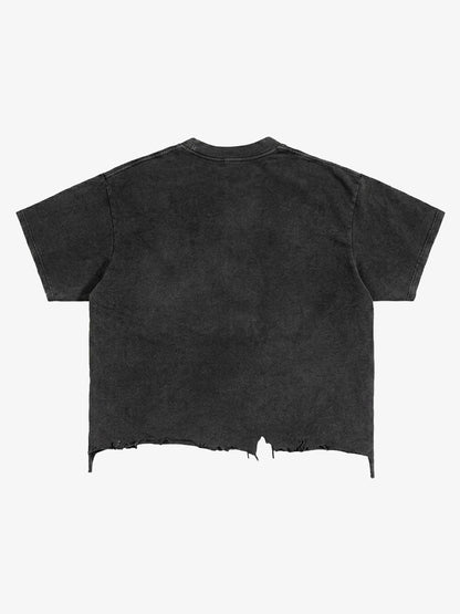 Raw Hem Graphic Crop Tee