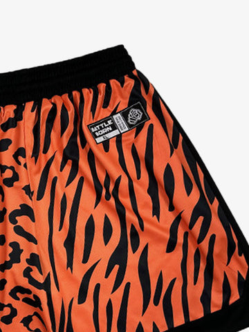 Moisture-Wicking Split Leopard Mixed Sport Shorts 