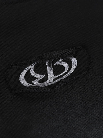 Hip-Hop Wasteland Ink-Dyed Raw Edge Hoodie 