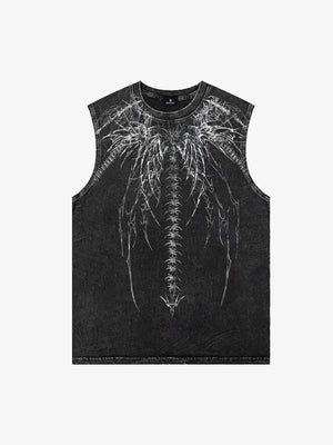Acid Wash Sleeveless Tank Top – Cotton Blend Relaxed Fit Distressed Streetwear
