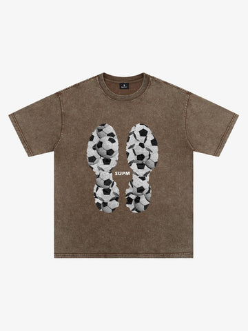 Soccer Ball Footprint Graphic T-Shirt 