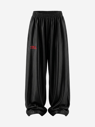 High-Waist Satin Wide-Leg Pants