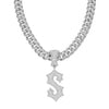 Cuban Chain Letter S Pendant Necklace 