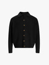 Retro Cable Knit Button-Up Collared Cardigan Sweater 