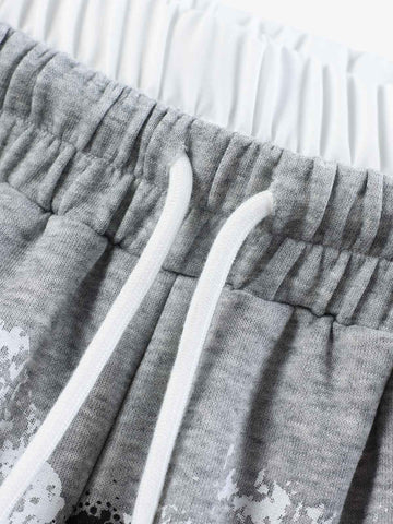 Graffiti Baggy Sweatpants – Double Waist Curved Stripe Streetwear Joggers