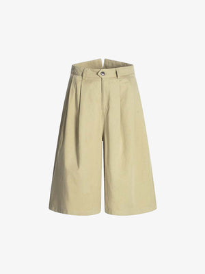 Cotton Pleated Wide Leg Jorts 