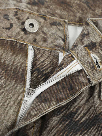 Leopard Tiger Curved-Leg Jeans
