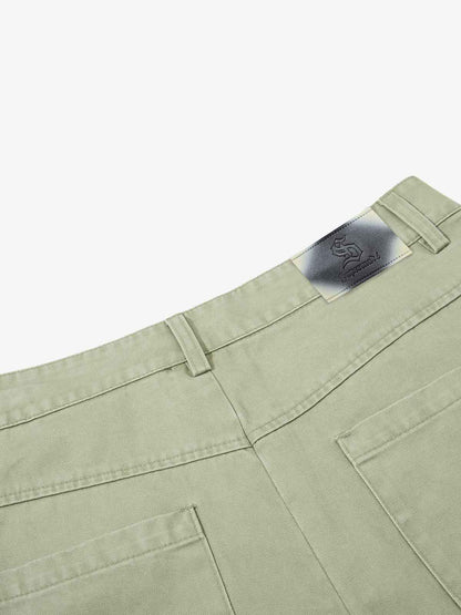 Heavy-Duty Studded Curved Wide-Leg Pants 