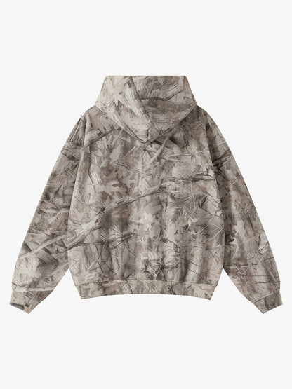 Camouflage Fleece-Lined Hoodie – Oversized Pullover Streetwear Sweatshirt