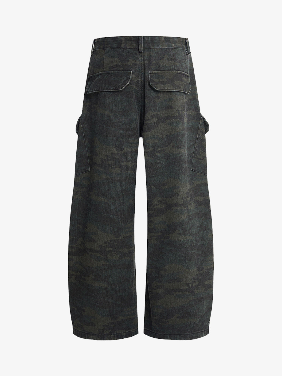 Retro Camo Multi-Pocket Cargo Barrel Pants 