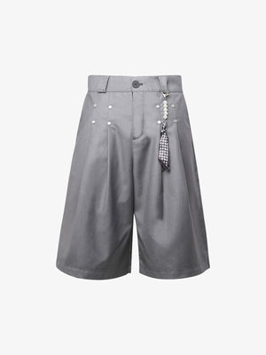 Pleated Design Pendant Decoration Baggy Shorts - 2482 