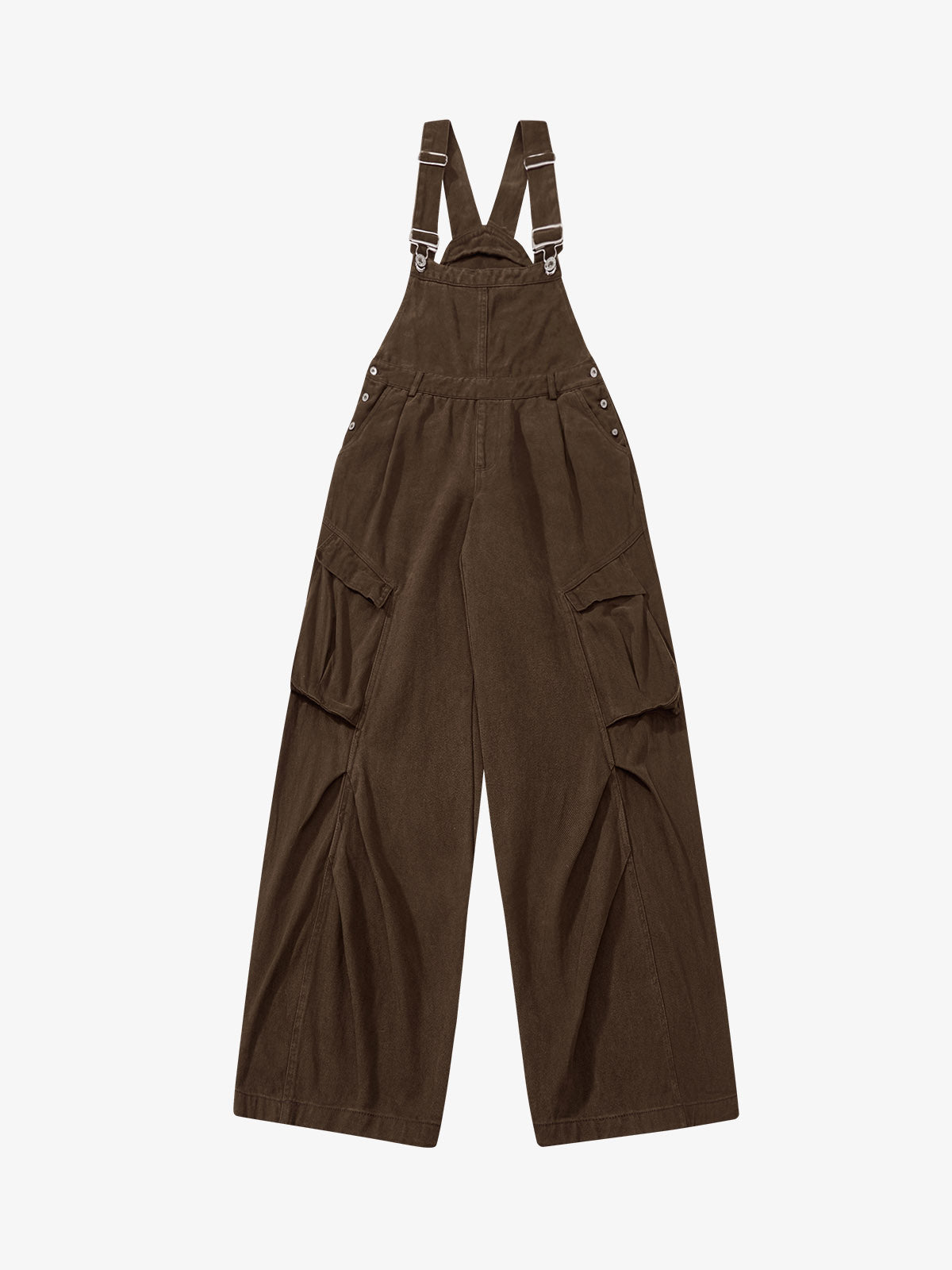 Pleated Knee Cargo Denim Overalls 