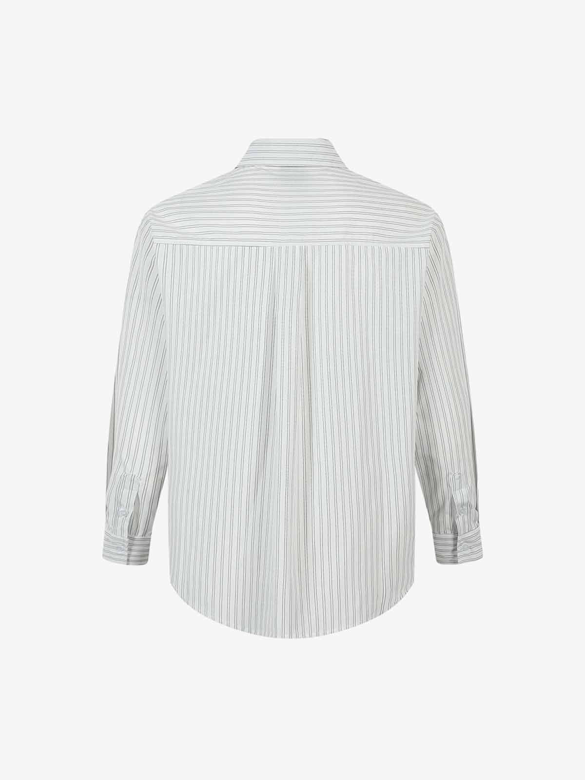 Striped Puppy Graphic Cotton Linen Shirt 