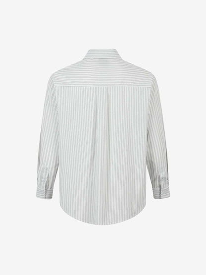 Striped Puppy Graphic Cotton Linen Shirt 