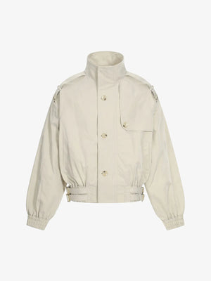 High Neck Belted Utility Cropped Jacket 