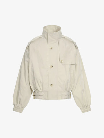 High Neck Belted Utility Cropped Jacket 