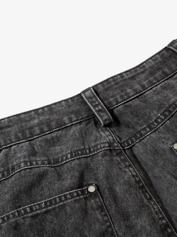 Washed Cotton Multi-Pocket Ruched Cargo Pants 
