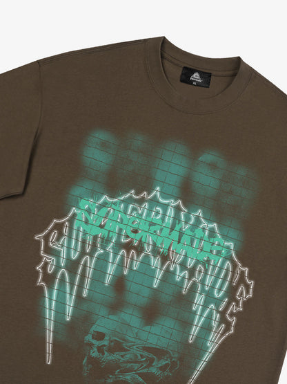Dark Grid Skull Graphic T-Shirt 