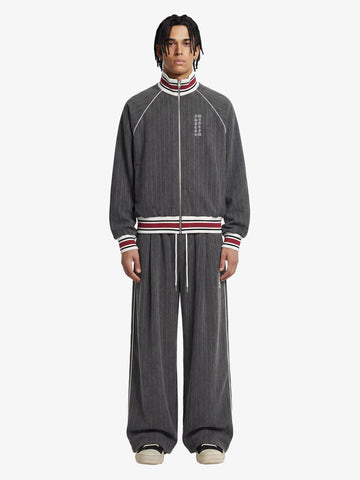 Retro Color-Blocked Striped Stand-Collar Tracksuit 