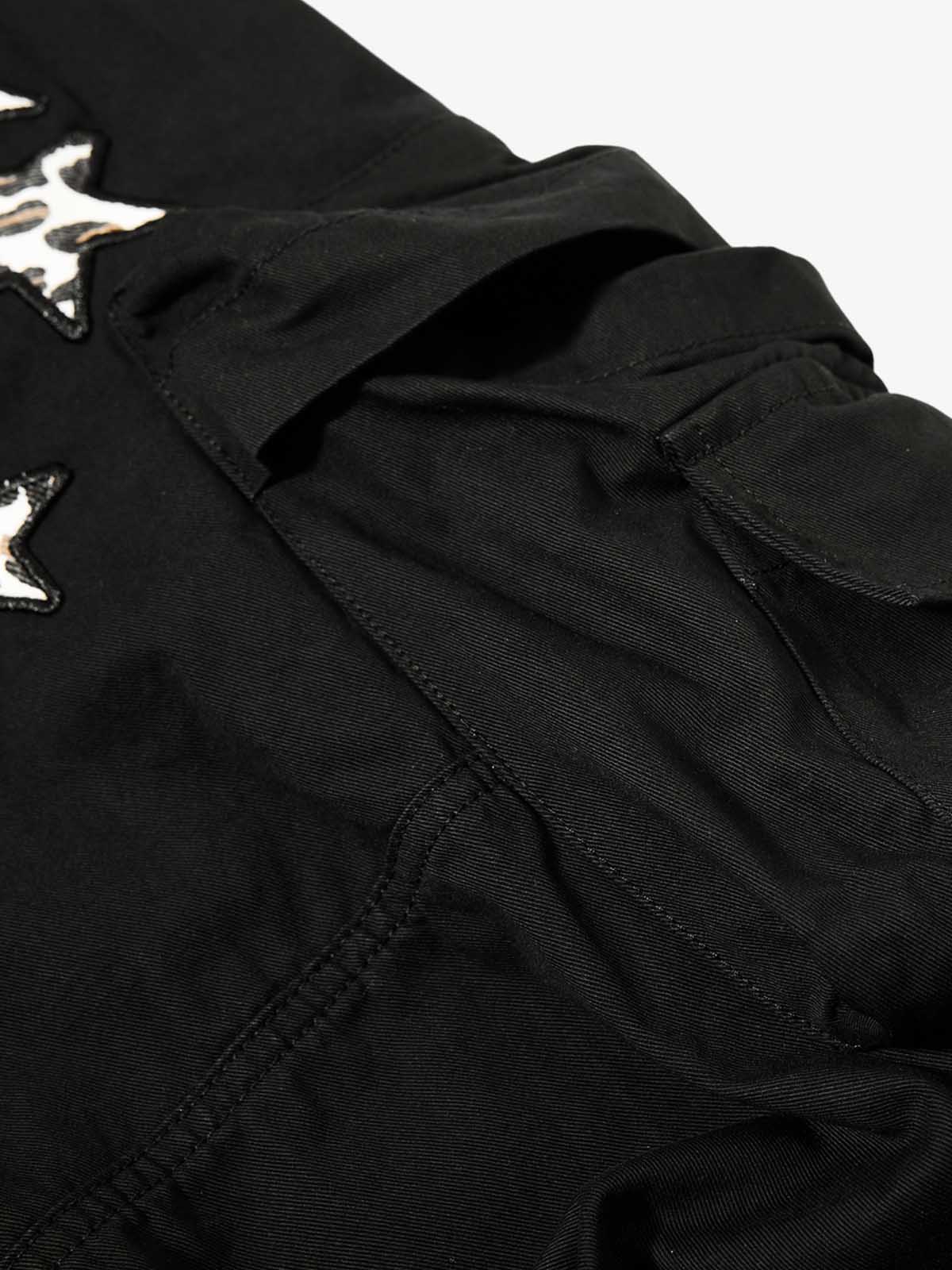 Cotton Twill Utility Jacket with Star & Leopard Embroidery