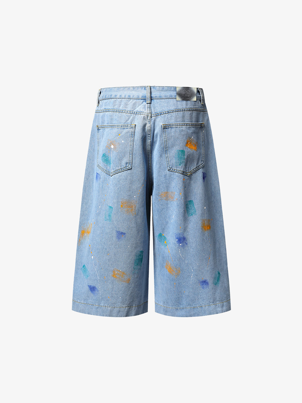Paint Splatter Denim Wide-Leg Shorts – 100% Cotton Streetwear