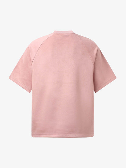 Suede Panel Embroidered Logo Short Sleeve T-Shirt 