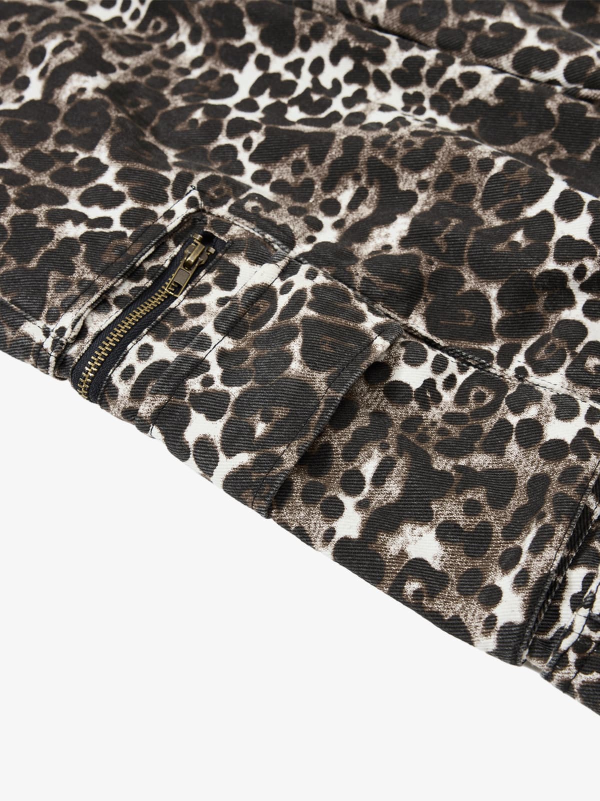 Leopard Print Cargo Wide Leg Pants 