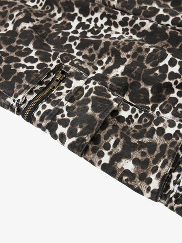 Leopard Print Cargo Wide Leg Pants 