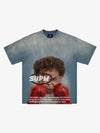 Pinkfarbenes T-Shirt mit Boxmotiv