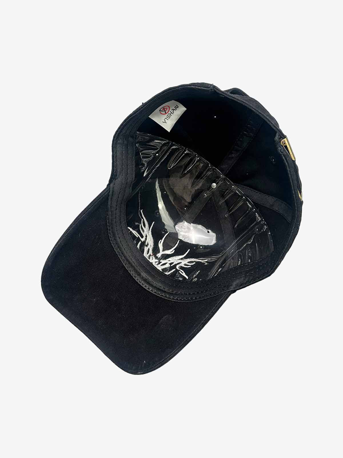 Flame Embroidered Denim Cap