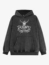 Gothic Devil Graphic Washed Hoodie 