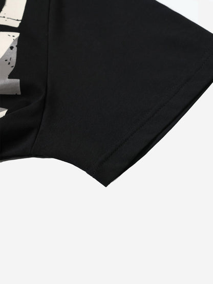 Oversize-T-Shirt mit Used-Look-Typografie im Rock-Stil
